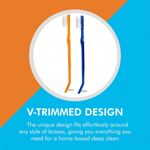 Toothbrush for Braces, Soft Head Braces Toothbrush, V Trimmed Design 2-Pack | Quick Orthodontic Cleaning | Deep Clean Braces at Home (Pack of 2)...