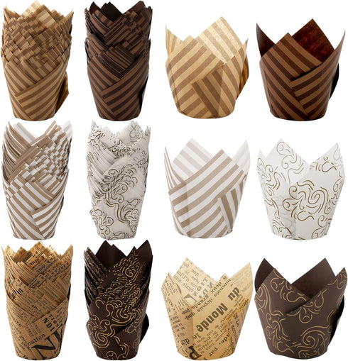 Lawei Set of 300 Tulip Cupcake Liner - Baking Paper Cups Muffin Liners Wrappers for Weddings, Birthdays, Baby Showers...