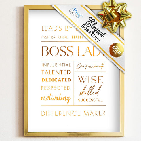 Boss Lady Desk and Wall Art with Metal Frame - 12x9" Boss Lady Office Décor, Boss Lady Gift with Boss Lady Quote by Merry Expressions...