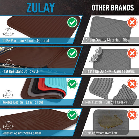Zulay 2-Pack 9"x12" Silicone Trivets for Hot Pots & Pans – Heat-Resistant, Non-Slip Trivet Mats – Durable, Flexible, Multi-Purpose Hot Pads for Ki...