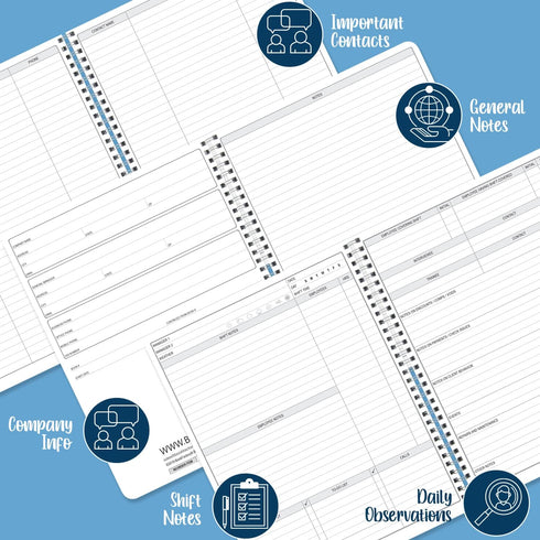 BookFactory Manager Notebook/Manager’s Log Book/Planner/Management Logbook - Wire-O, 100 Pages, 8.5”x11” (LOG-100-7CW-PP(ManagerNotebook)-BX)...