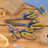 BambooMN Titanium Softgrip Scissors Set - Pinking, Sewing, Arts, Crafts, Office - 1 Set of 4 - Blue w/Yellow...