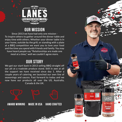 Lane's Brisket Rub for Smoker, 4.6 Oz - All-Natural Brisket Seasoning | BBQ Rubs for Smoking | Perfect for Beef, Chicken, Burger, Steak, and Pork ...