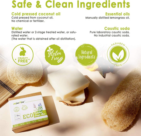 Vegan Dish Soap Bar Pack 2- Large 6 Ounce - Lather Clean Safe Ingredients- Plastic Free Palm Oil Free - Zero Waste Eco Friendly Kitchen Dishwashin...