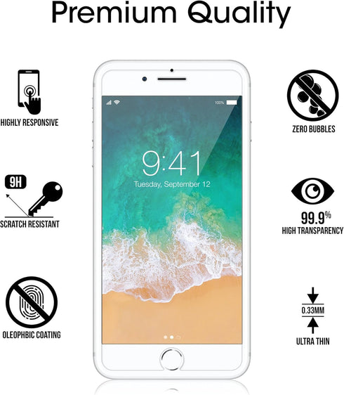 amFilm Screen Protector for Apple iPhone 8 Plus, 7 Plus, 6S Plus, 6 Plus, Tempered Glass, 2 Pack......