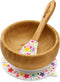 NutriChef Bamboo Baby Feeding Bowl - Wooden Infant Toddler Dish and Spoon Set w/Silicone Suction Base for Stay Put Eating, For Children Aged 4-72 ...