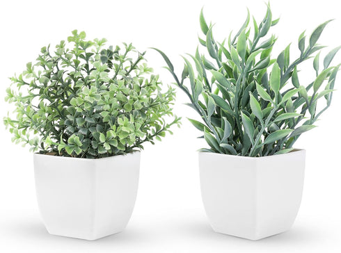 Der Rose 2 Pack Small Fake Plants Artificial Greenery Eucalyptus Plants in Pots for Bedroom Living Room Decor...