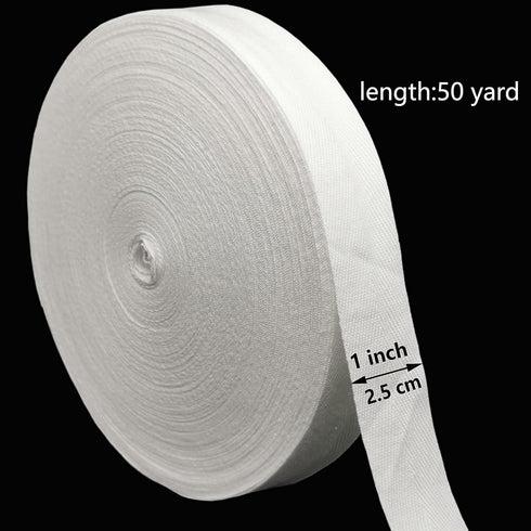 Cotton Twill Tape 1 Inch Wide 50 Yard Soft Natural Herringbone Cotton Webbing Roll forDIY Craft Making (1 inch, 50 Yards, White)...