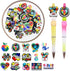 40PCS Autism Awareness Silicone Focal Beads for Pens Shaped Focal Beads Bulk for Keychain Making Beaded Pen Beadable Pens DIY Gifts Lanyard Making...