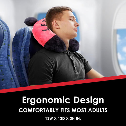 Disney Mickey Mouse Travel Pillow 'Let's Go' Portable Neck Pillow, Black and Red...