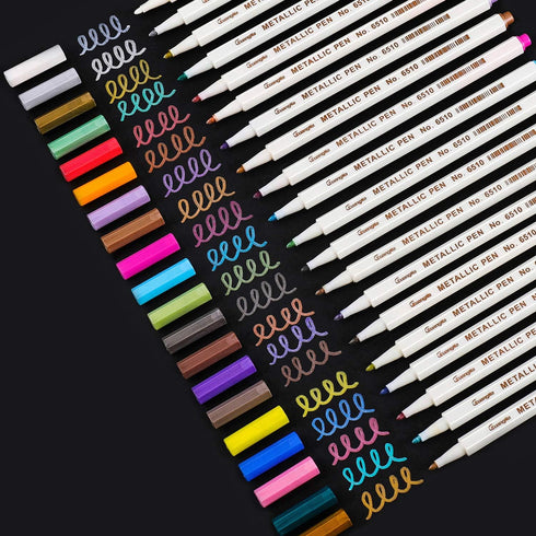 Sunshilor Metallic Markers Fine Point Metallic Marker Pens for Black Paper, Rock Painting, Easter Egg, Halloween Pumpkin, Card Making, Metal, Cera...