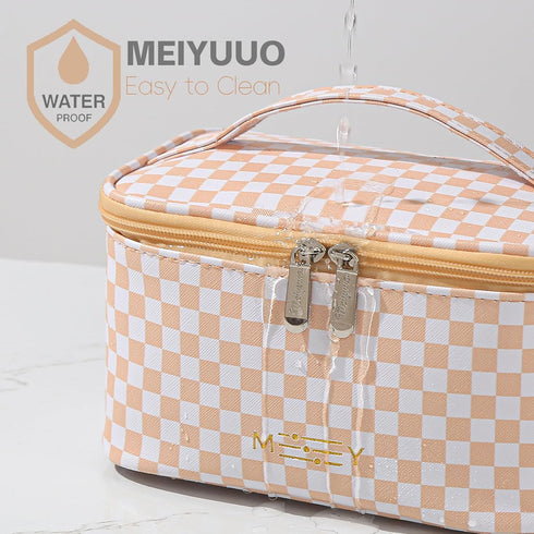 KITENROM Preppy Makeup Bag Travel Cosmetic Bags for Women Girls Multi-color Checkered Plaid Small Pouch Toiletry Bag Organizer Case Waterproof Cut...