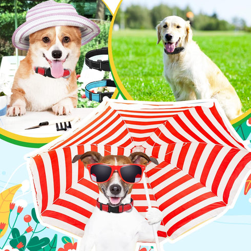 6 Pcs Reflective Dog Collar Soft Padded Breathable Nylon Pet Collar Adjustable Puppy Collar with Safety Locking Buckle for Dogs Cats Puppy Pets Ac...