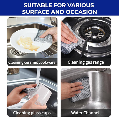 Wangjinpeng 8 pcs Wire Dishwashing Rag for Wet and Dry, Non Scratch Wire Dishcloth, Multipurpose Kitchen Cleaning rags for Cookware, Sinks, Dishes...
