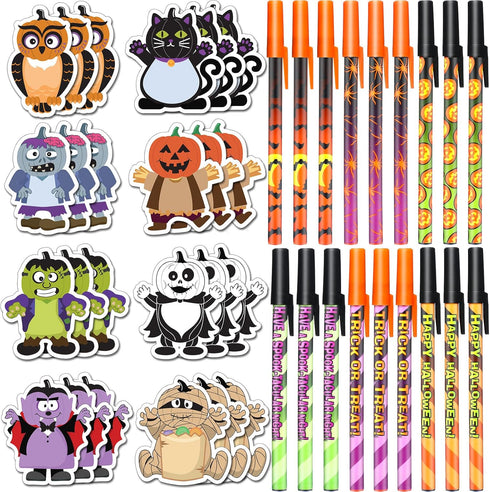 Sheets Halloween Sticky Note Ballpoint Pens 24 Pads Pumpkin Ghost Cat Weird Spooky Fun Notepad Halloween Office Supplies Kids Gift Halloween Party...