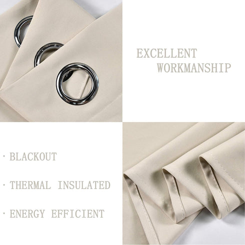 DECOVSUN Light Beige Grommet Valance for Kitchen Blackout Curtain Cream Ivory Valance for Living Room Short Straight Drape for Bedroom Kids Room 7...