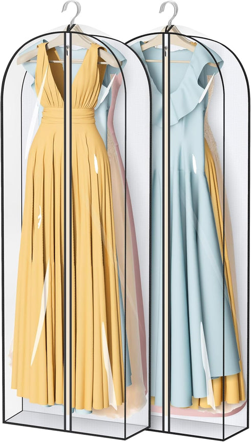 MISSLO 65" Clear Garment Bags for Hanging Clothes 4" Gusseted Dress Bags for Gowns Long Dress Cover for Closet Storage Dress Protector Bag, 2 Pack...