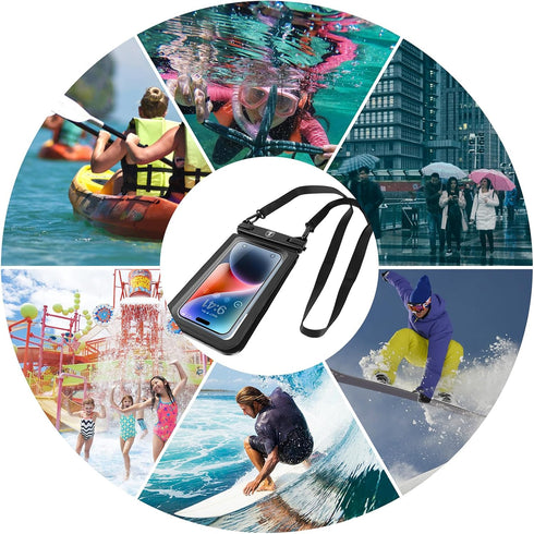 Double Space Waterproof Phone Pouch Case Compatible for Samsung Galaxy S24 S23 S22 S21 S20 S10 Note 20/10/9 up to 7", Cellphone Case Dry Bag Vacat...