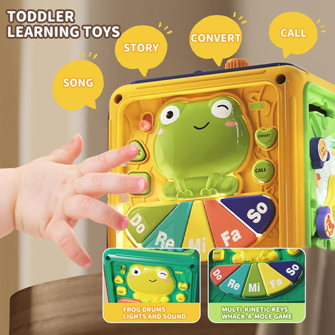 Montessori Toys for 1 Year Old - Toys for Ages 0-2, Frog Musical Learning Busy Cube, Kids Toddler Sensory Toys for 1 2 3 Year Old Boys Girls, Chri...