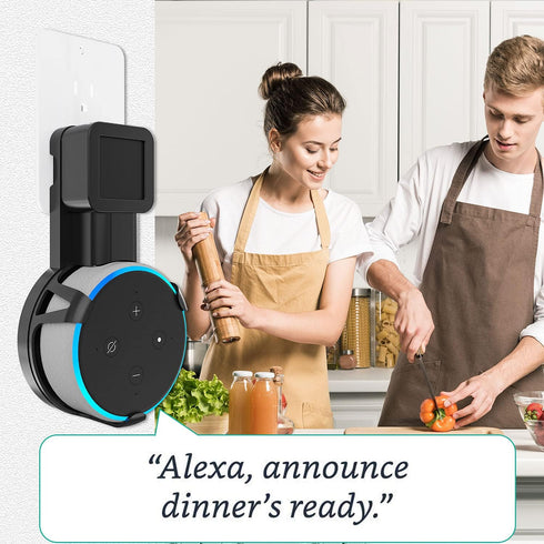 WALI Outlet Wall Mount, Holder Stand for Echo Dot 3rd Gen, Smart Home Speakers Plug Mount for Alexa with Cable Management, (AMM002-B), 1 Pack, Bla...