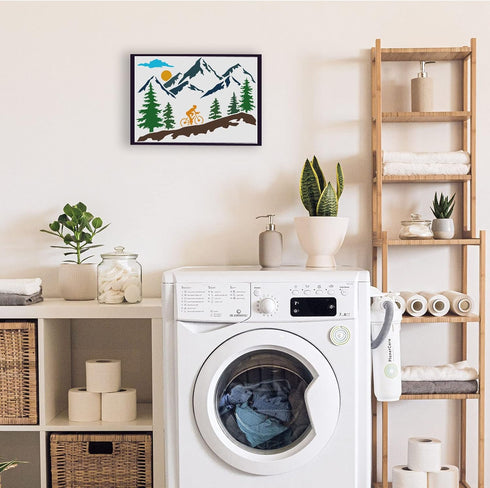 FINGERINSPIRE Mountain Tree and Cyclist Stencil 8.3x11.7inch Reusable Mountaineering Bikers Drawing Stencil Sunrise Painting Template Sports Theme...