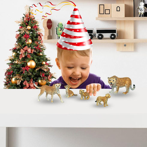 Gemini&Genius Jaguar Toys, Safari Animal Cheetah Toys, Leopard Family Playset Figures, Wildlife World Models, Birthday Cake Toppers or Gifts for K...