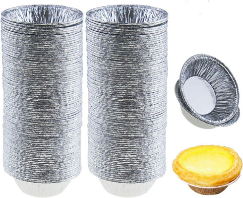 200 Pieces 2.6 Inch Round Pie Tart Small Tin Foil Pans Disposable Aluminum Mini Pie Pans for Baking, Cooking Supplies...
