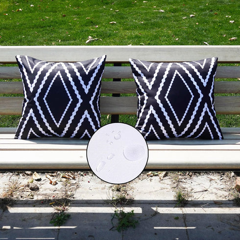 HOMFREEST Black and White Outdoor Pillow Covers 18x18 Waterproof Geometric Boho Pillows Patio Furniture Cushion Case Set of 2...
