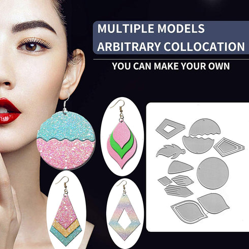 9Pcs Set Die Cuts - Earring Drop Tassel Teardrop Diamond Flower Leaf Feather Earring Cutting Dies for Card Making, Leather, Paper, DIY Crafts...