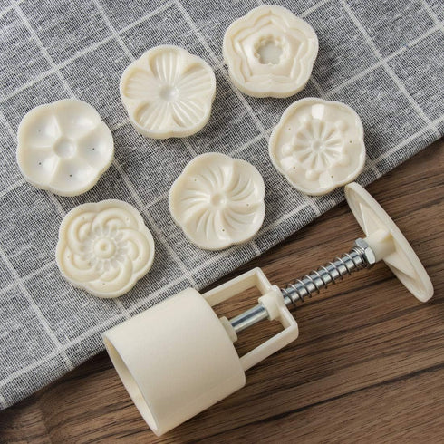 Cookie Stamp Moon Cake Mold Stamps, Cookie Press Mid Autumn Festival DIY Decoration Press Cake Cutter Mold (50g 6pcs Stamps)...
