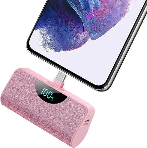 USB-C Portable Charger Power Bank 5200mAh,Ultra Compact LCD Display Battery Pack Backup Charger Compatible with iPhone 15/15 Plus/15 Pro/15 Pro Ma...