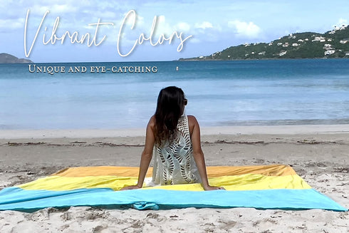 Eco-Beach Blanket 84"x80" Large, Recycled Lightweight Material, Sand Free Water Resistant Sandproof, Oversized Portable Picnic Mat for Outdoors Ca...