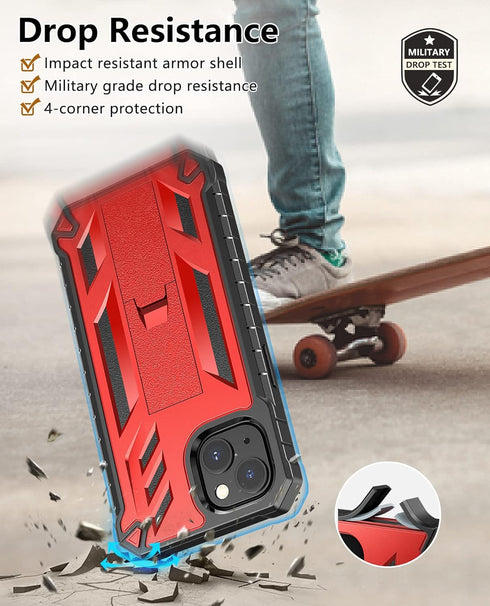 for iPhone 13/14 Protective Case: for iPhone 16e Cover with Built-in Kickstand | Heavy Duty Military Grade Hard Protection Shock Proof | Durable D...