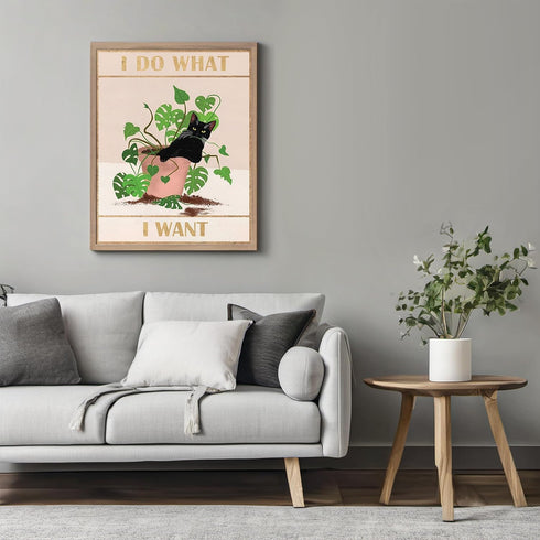 Posterizer 1 pcs-Cute Funny Cat-I Do What i Want-Art for Animal Lovers-Comedy Art- Living Room Bedroom Decor- unframed wall art...