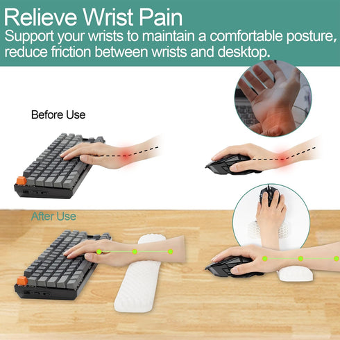 Gel Computer Keyboard Wrist Rest Set, Ergonomic Keyboard and Mouse Pad, 2Pcs Upgrade Cooling Soft Breathable Wrist Support for Computer, Office, S...
