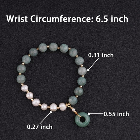 Healing Crystal Bracelet Gold Wealthy Lucky Pearl Feng Shui Jade Bracelet for Women...