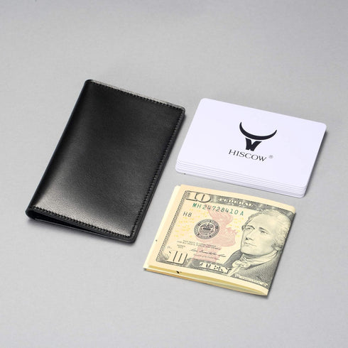 HISCOW Minimalist Thin Bifold Card Holder - Italian Calfskin...