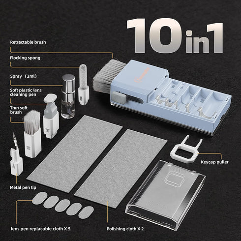 10-in-1 Laptop Keyboard Cleaner Cleaning Kit, Electronics Screen Cleaner Repair Tool with 3 in 1 Earbud Cleaner Pen, Camera Lens Pen, Suit for Mac...