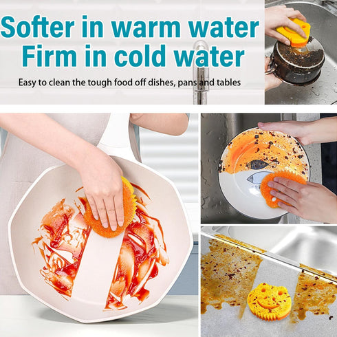 SmilePowo 5 Pack Scrub Sponge, Dual-Sided Temperature Controlled Kitchen Sponge for Dishes, Frog Bulk Sponges Household Cleaning Pads,Multi-Functi...