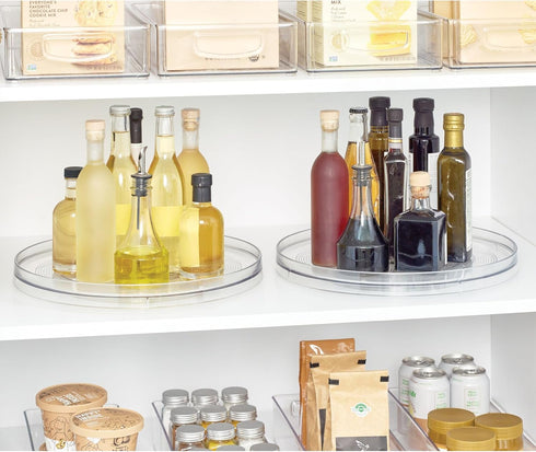 iDesign Recycled Plastic Lazy Susan Turntable Organizer, The Linus Collection – 14” x 1.75”, Clear...