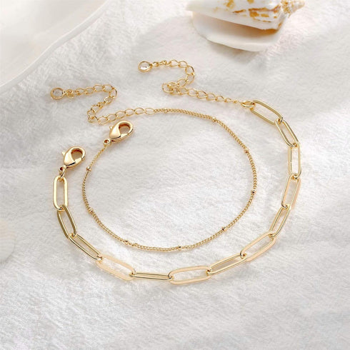 Dainty Gold Bracelets for Women, 14K Gold Plated Adjustable Layered Bracelet Cute Evil Eye Oval Chain Pearl Bar Turtle Gold Bracelets for Women Je...