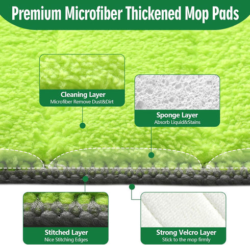 8-Pack Microfiber Mop Pads Compatible with Libman Rinse 'n Wring Mop and Bucket System, 13" x 5" Replacement Mop Heads, Reusable Washable Mop Refi...