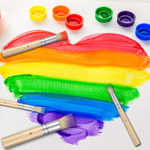 Wooden Stencil Brushes Natural Stencil Brushes Bristle Painting Brushes Wooden Handle Painting Stencil Brushes for Acrylic Oil Watercolor Painting...