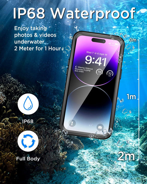 Beeasy for iPhone 14 Pro Max Case (6.7") Waterproof, Compatible with MagSafe, Outdoor Phone Case 360 Degree Protective Case, Shockproof Dustproof ...