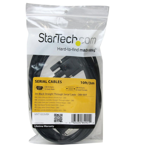StarTech.com 3m Black Straight Through DB9 RS232 Serial Cable - DB9 RS232 Serial Extension Cable - Male to Female Cable (MXT1003MBK), 10 ft / 3m...