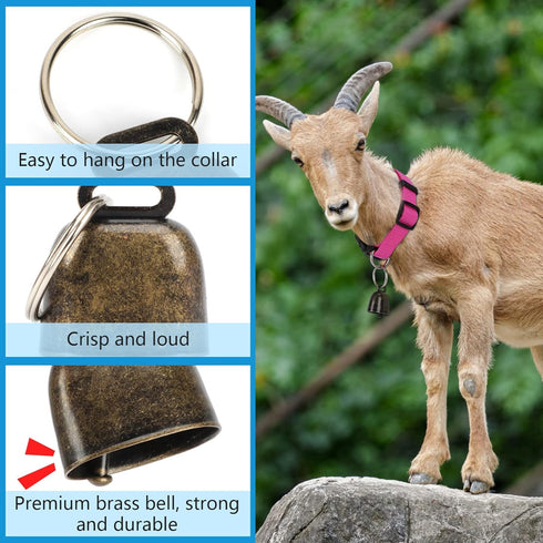 Goat Collars with Bell, 3 Pack Adjustable Sheep Collars with Quick Release Buckle Anti-Loss Bell, Durable Nylon pet Collar for Small Farm Goat Cow...