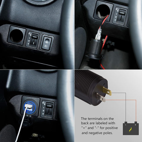 Ginsco Dual USB Charger Socket Power Outlet 2.1A & 2.1A?4.2A? for Car Boat Marine RV Mobile with Wire Fuse DIY Kit Blue LED......