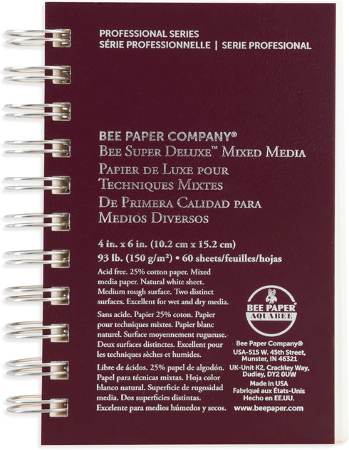 Bee Paper - 4"x 6" Super Deluxe Mixed Media Sketching Pad, 60 Sheets...