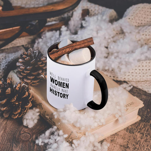 3dRose "Well Behaved Women Rarely Make History" Mug, Black, 11 oz...