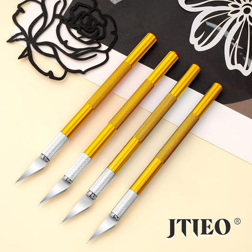 Exacto Knife Craft Knife Hobby Knife 74 Pack with 4 Upgrade Sharp Hobby Knives and 70 Spare Knife Blades for Art, Scrapbooking,Stencil (Gold)...